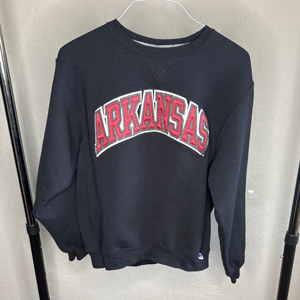 Russell Athletic Black and Red Arkansas Women's Sweater